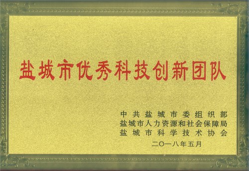 【荣誉证书】2018盐城优秀科技创新团队